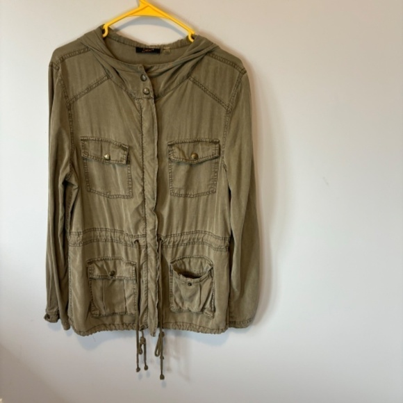 Dex Women's Hooded Utility Jacket Khaki Green SZ M - Picture 8 of 9